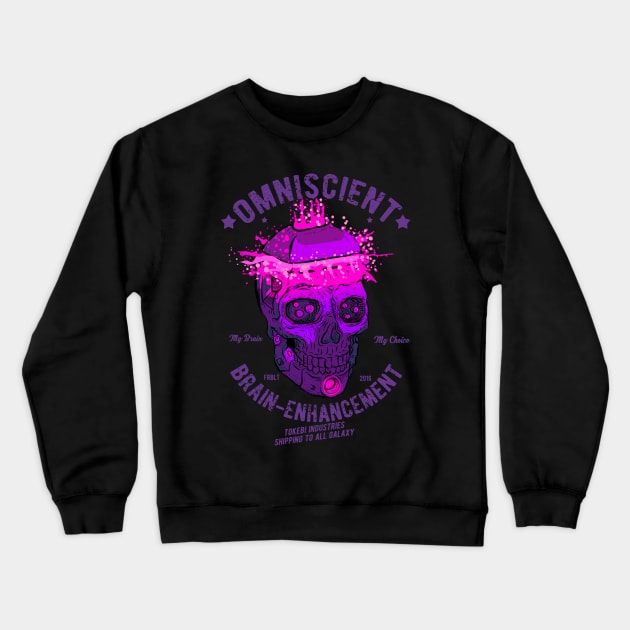 Omniscient Cyberpunk Skull Crewneck Sweatshirt by TOKEBI